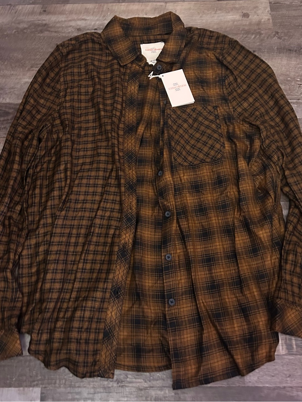 Casacabana‎ Plaid Button-Up Shirt in Brown/Black